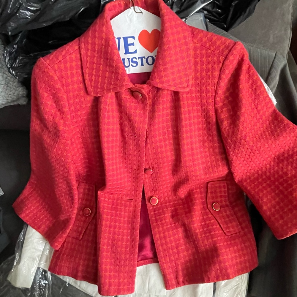 Banana Republic Medium red/pink blazer - cropped sleeves front button